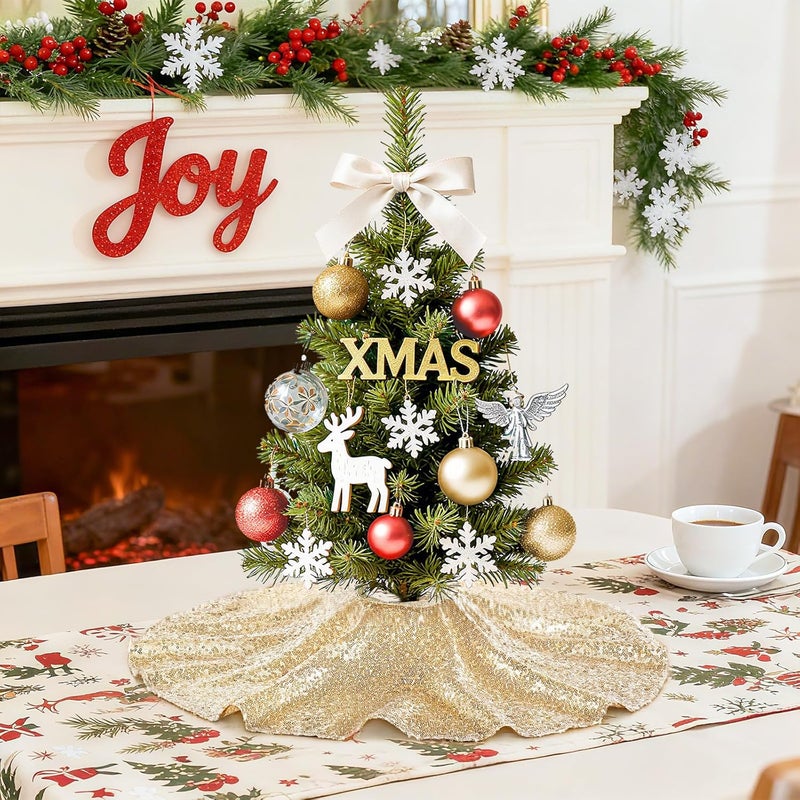BCOOL Christmas Tree Skirt 24 Round Champagne Small Tree Skirt Sparkle Xmas Ornaments New Years Party Indoor Outdoor Decorations - Image 2